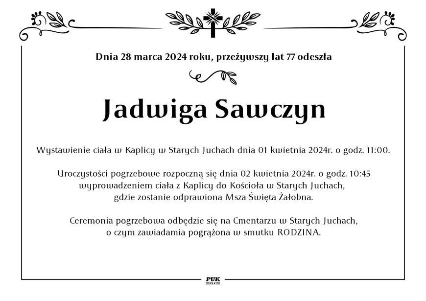 Jadwiga Sawczyn - nekrolog